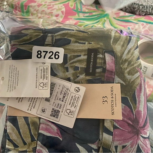 New! Scotch & Soda Twilt loose fit Hawaiian floral shorts nwt 28726 - Picture 10 of 11